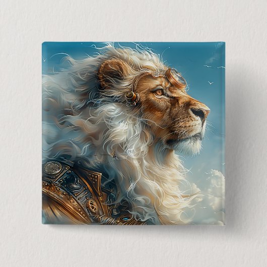 Steampunk Lion Button (Vorderseite)