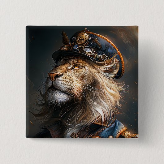 Steampunk Lion Button (Vorderseite)
