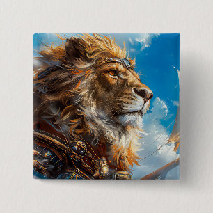 Steampunk Lion Button