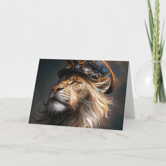 Steampunk Lion Dankeskarte (Vorderseite)