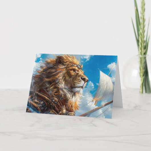Steampunk Lion Dankeskarte (Vorderseite)