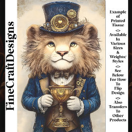 Steampunk Lion & Gold Trophy AS3 Decoupage Seidenpapier