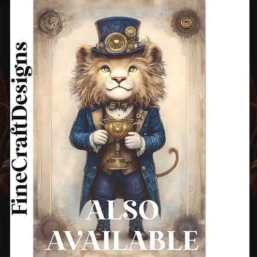 Steampunk Lion & Gold Trophy AS3 Decoupage Seidenpapier