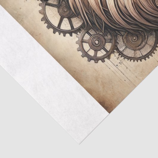 Steampunk Lion Majesty Decoupage Seidenpapier (Detail)