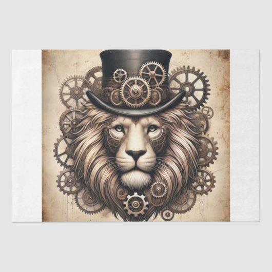 Steampunk Lion Majesty Decoupage Seidenpapier (Vorderseite)