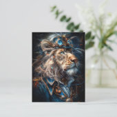 Steampunk Lion Postkarte (Stehend Vorderseite)