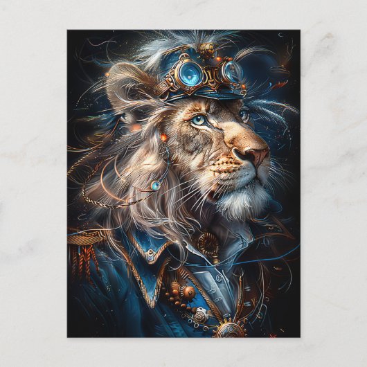 Steampunk Lion Postkarte (Vorderseite)