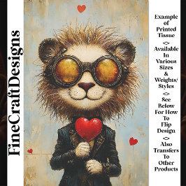 Steampunk Lion & Red Heart Ballon AS1 Decoupage Seidenpapier