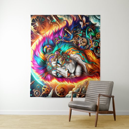 Steampunk Lion Wandteppich (Beispiel)
