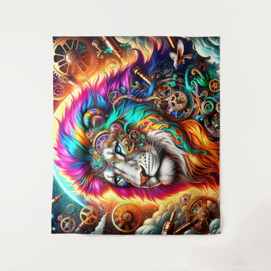 Steampunk Lion Wandteppich (Vorderseite)