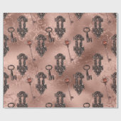 Steampunk Lock and Key Rose Gold | Chic Decoupage Geschenkpapier (Flach)