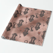 Steampunk Lock and Key Rose Gold | Chic Decoupage Geschenkpapier (Ungerollt)