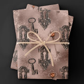 Steampunk Lock and Key Rose Gold | Chic Decoupage Geschenkpapier Set