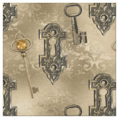 Steampunk Lock und Key Gold | Vintage Entkopplung Stoff (Nahaufnahme)
