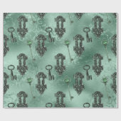 Steampunk Lock und Key Green | Vintage Entkopplung Geschenkpapier (Flach)