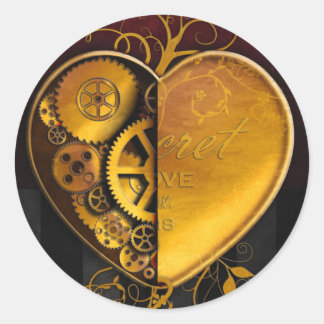 Steampunk Locket Heart Runder Aufkleber