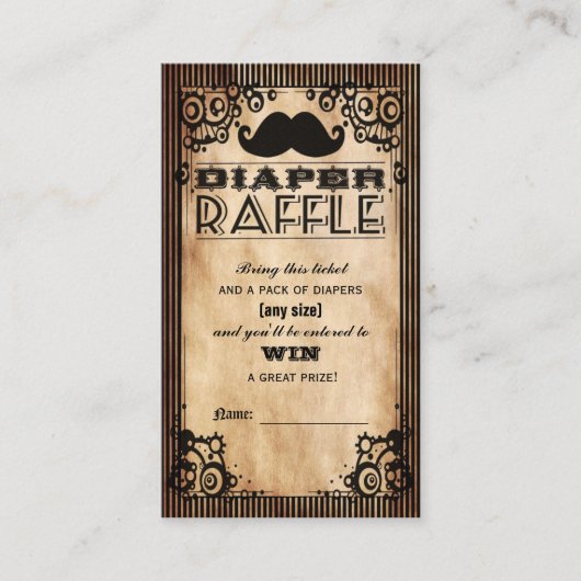 Steampunk Look Baby Boy Diaper Raffle Ticket Begleitkarte (Vorderseite)