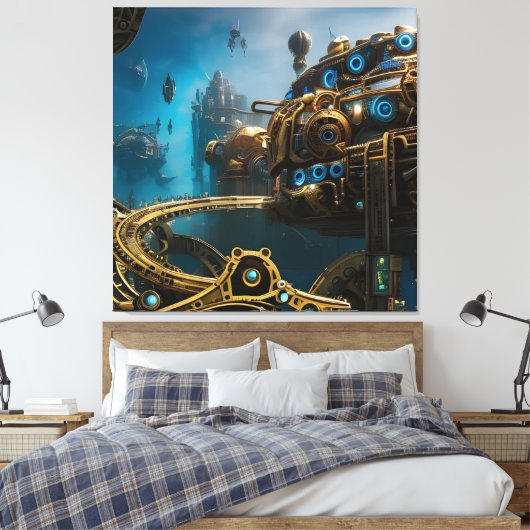 Steampunk Lost City of Atlantis Leinwanddruck (Insitu (Schlafzimmer))