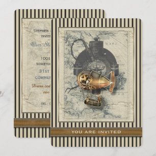 Steampunk-Luftschiff-Ballon-Event-Einladung Einladung