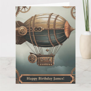 Steampunk-Luftschiff Vintage-Abenteuer-Design Karte