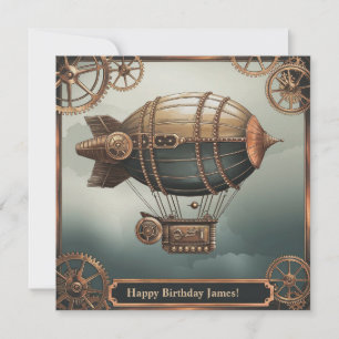 Steampunk-Luftschiff Vintage-Abenteuer-Design Karte
