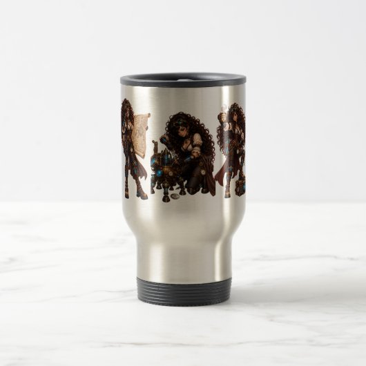Steampunk-Mädchen - Angetrieben von Kaffee, Daten Reisebecher (Mittel)