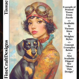 Steampunk Mädchen & Dachshund Hund DH6L Découpage Seidenpapier
