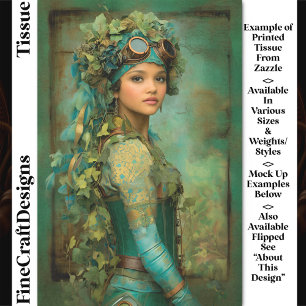 Steampunk Mädchen mit Efeu-Diadem DK4R Decoupage Seidenpapier