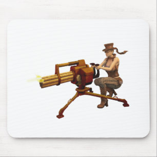Steampunk Mädchen mit Gewehr Mousepad