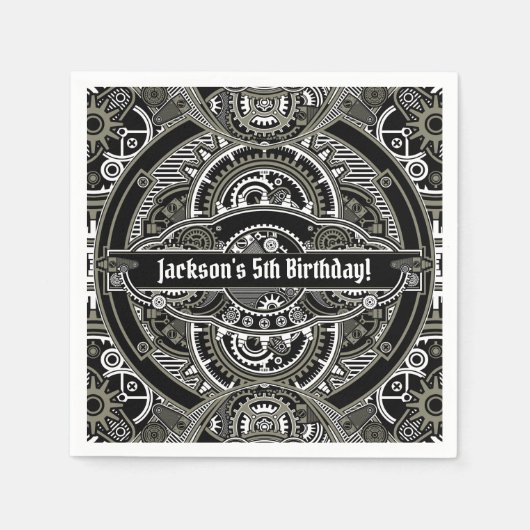 Steampunk Magic Birthday Serviette (Vorderseite)
