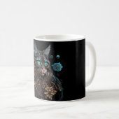 Steampunk magic Maine Coon cat and Blume KI art Kaffeetasse (VorderseiteRechts)