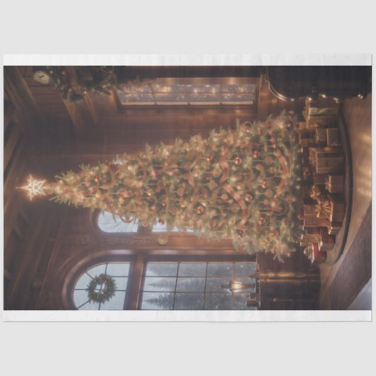 Steampunk magnanimous Christmas tree family room Seidenpapier (Vorderseite)