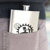 Steampunk Man hält die Waffe im Getriebe Flachmann (Beispiel)