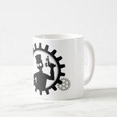 Steampunk Man hält die Waffe im Getriebe Kaffeetasse (VorderseiteRechts)