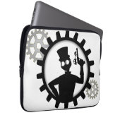 Steampunk Man hält die Waffe im Getriebe Laptopschutzhülle (Vorne Rechts)