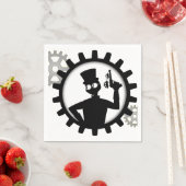Steampunk Man hält die Waffe im Getriebe Serviette (Beispiel)