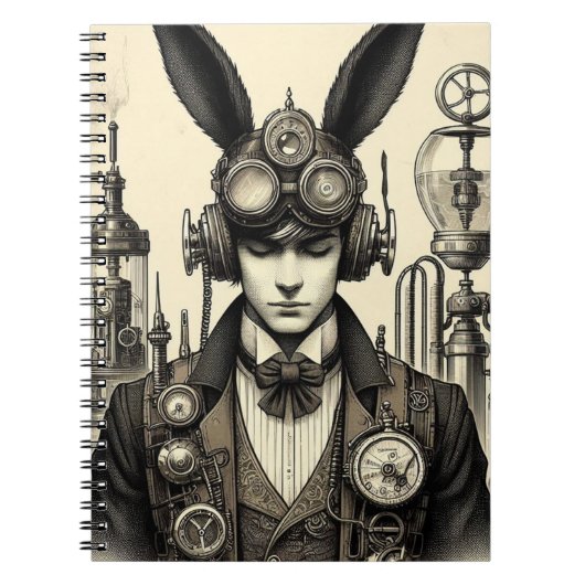 Steampunk Man mit Ohren Notizblock (Vorderseite)