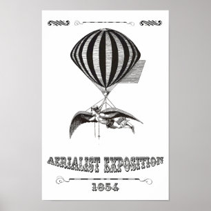 Steampunk Man mit Wings & Heißluftballon Poster