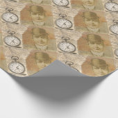 Steampunk Man Pocket Watch Bowler Hat Geschenkpapier (Ecke)