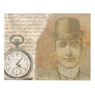 Steampunk Man Pocket Watch Bowler Hat Notizblock