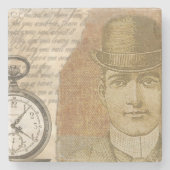 Steampunk Man Pocket Watch Bowler Hat Steinuntersetzer (Vorderseite)