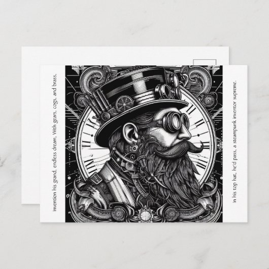 Steampunk Man Postkarte (Vorne/Hinten)
