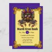 Steampunk Mardi Gras Einladung (Vorne/Hinten)