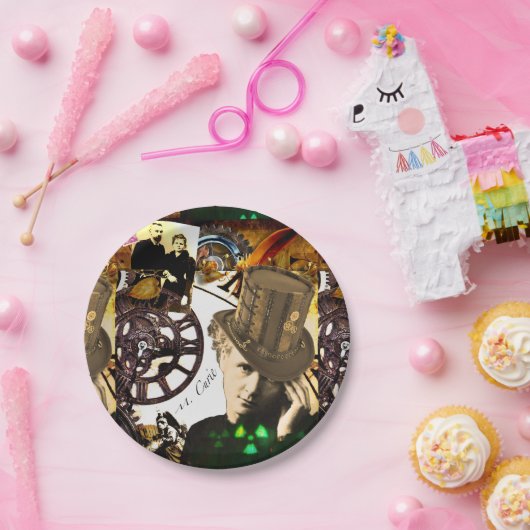 Steampunk Marie Curie Pappteller (Party)