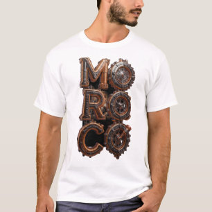 Steampunk Marokko Industrielle Zahnräder Typografi T-Shirt