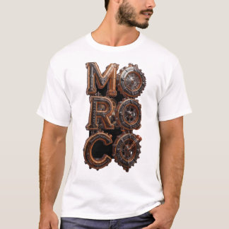 Steampunk Marokko Industrielle Zahnräder Typografi T-Shirt