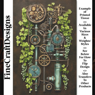 Steampunk-Maschinerie & Rebstock BQ3 Dekoupage Seidenpapier