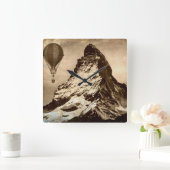 Steampunk Matterhorn Scene Quadratische Wanduhr (Zuhause)