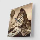 Steampunk Matterhorn Scene Quadratische Wanduhr (Winkel)