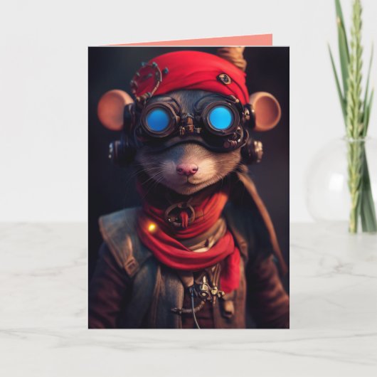 STEAMPUNK MAUS GEBURTSTAG GREETING CARDS KARTE (Vorderseite)